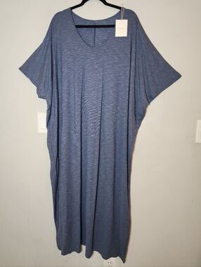 NWT Garnet Hill Blue Oasis Knit Cocoon Gown House Dress Lounge Women's Size XL‎